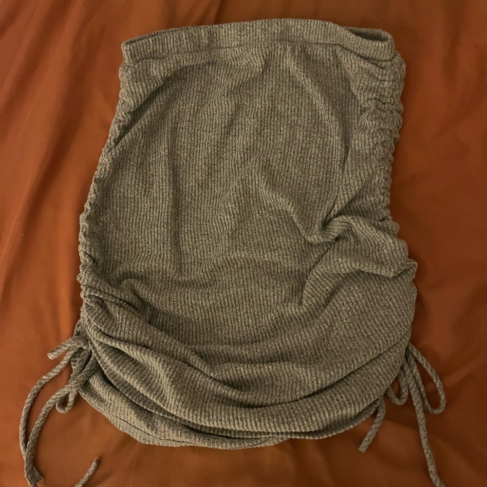 Grey Ruched tie skirt